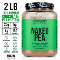Thumbnail for NAKED Chocolate Pea Protein Isolate 2LB Pure Micronized Creatine Monohydrate 500g (100 Servings) – Vegan; Bulk; Non-GMO; Gluten Free; Soy Free