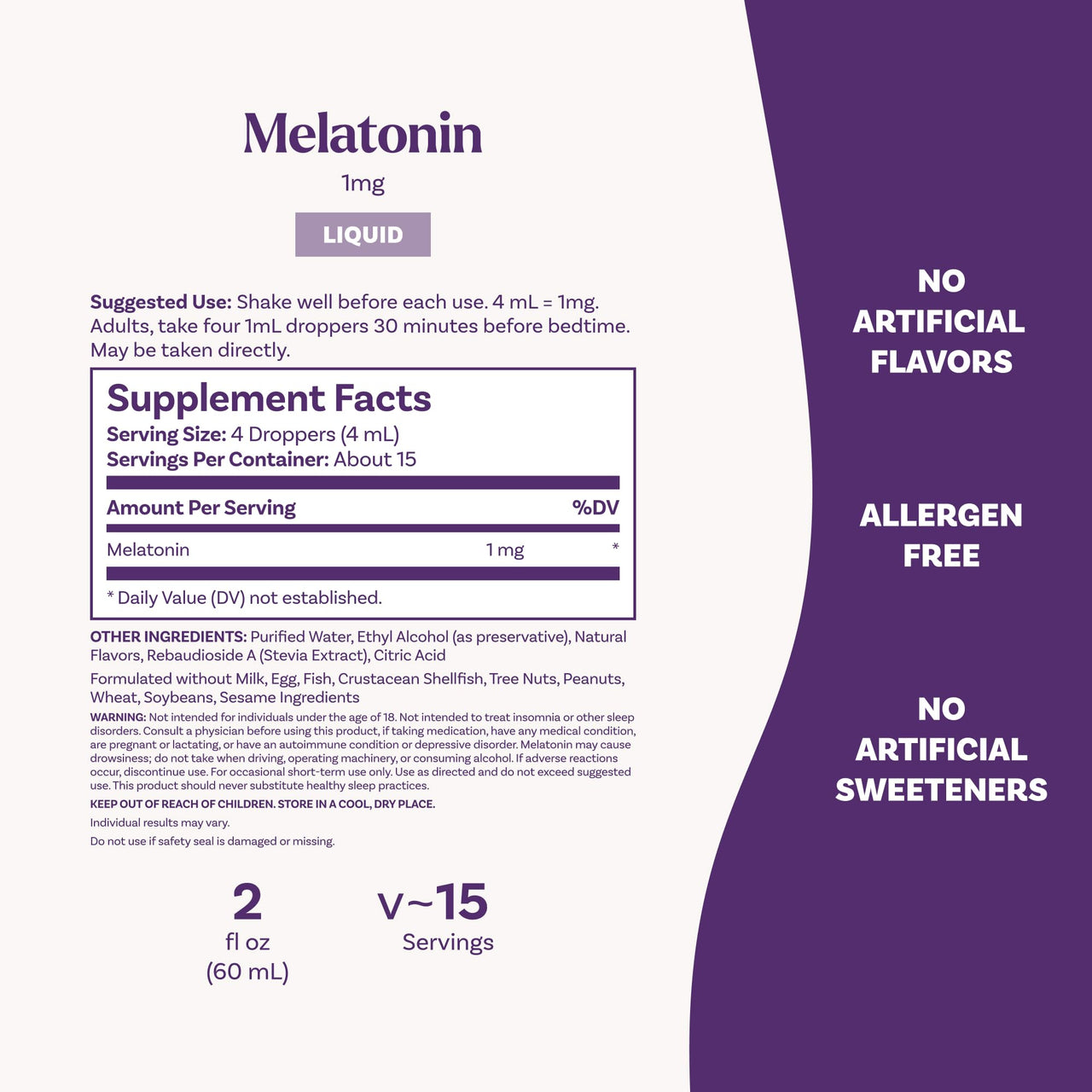 Natrol Liquid Melatonin 1 mg, Adult Melatonin Supplement to Fall Asleep Faster and Stay Asleep Longer, Wake Up Refreshed, 2 FL OZ Berry-Flavored Liquid, 15 Servings