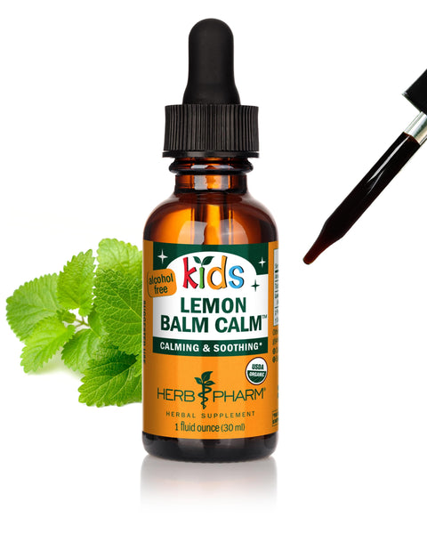 Herb Pharm Kids Lemon Balm Calm: Organic Herbal Calming Tincture for Kids, Alcohol-Free, Sugar-Free, Kid-Friendly Taste, and Non-GMO Lemon Balm Extract, Sugar-Free, Liquid Herbs, 1 oz*