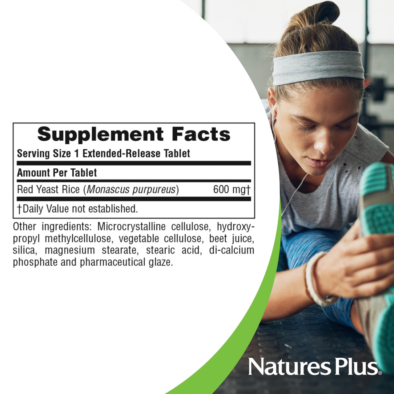 NaturesPlus Herbal Actives Red Yeast Rice, Extended Release - 60 Tablets - Non-GMO, Vegetarian, Gluten Free - 60 Servings