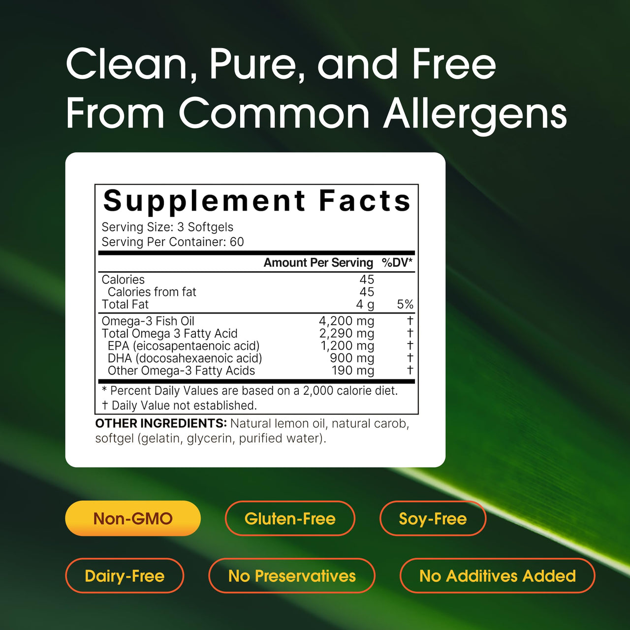 NatureBell Omega-3 Fish Oil - 180 Softgels - Support for Joint, Brain & Heart Health* - with EPA & DHA - No Burps or Fishy Aftertaste - Non-GMO & Mercury-Free Formula - Lemon Flavor
