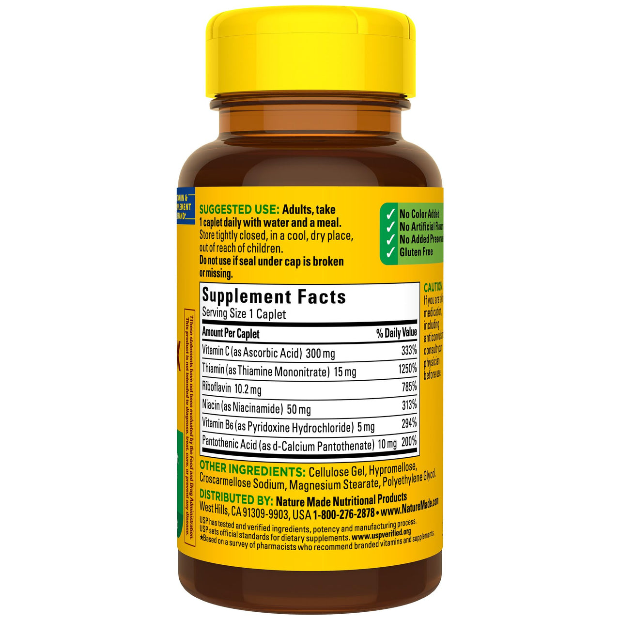 Nature Made B Complex Supplement, Vitamin B Complex With Vitamin C for Immune System Support, 100 Caplets, 100 Day Supply