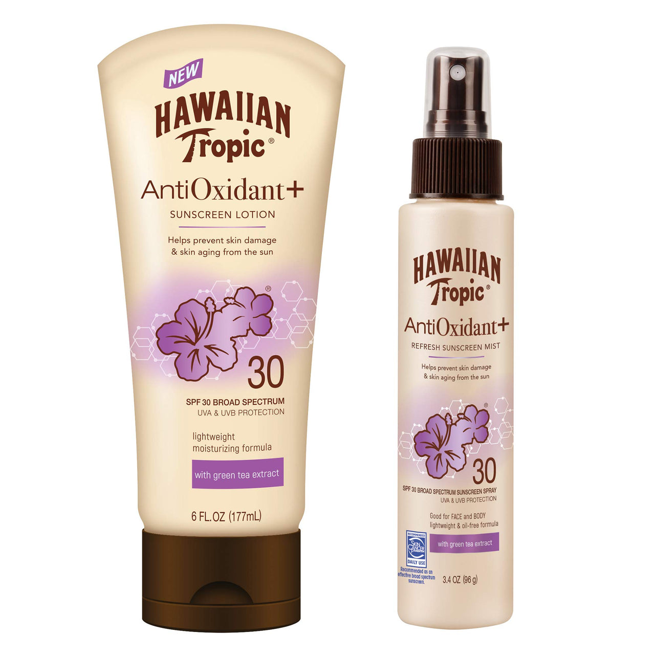 Hawaiian Tropic SPF 30 Broad Spectrum Sunscreen Pack - AntiOxidant Sunscreen Lotion (6oz) & Mist (3.4oz)