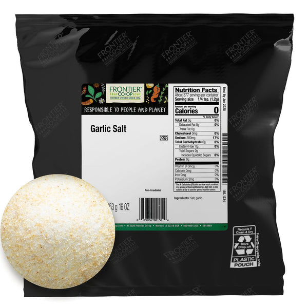 Image 1 of Frontier Co-op Garlic Salt with Parsley, 1lb Bulk Bag - Coarse Grind, Natural Garlic Salt Seasoning for Meat, Vegetables, Soups and More, Kosher