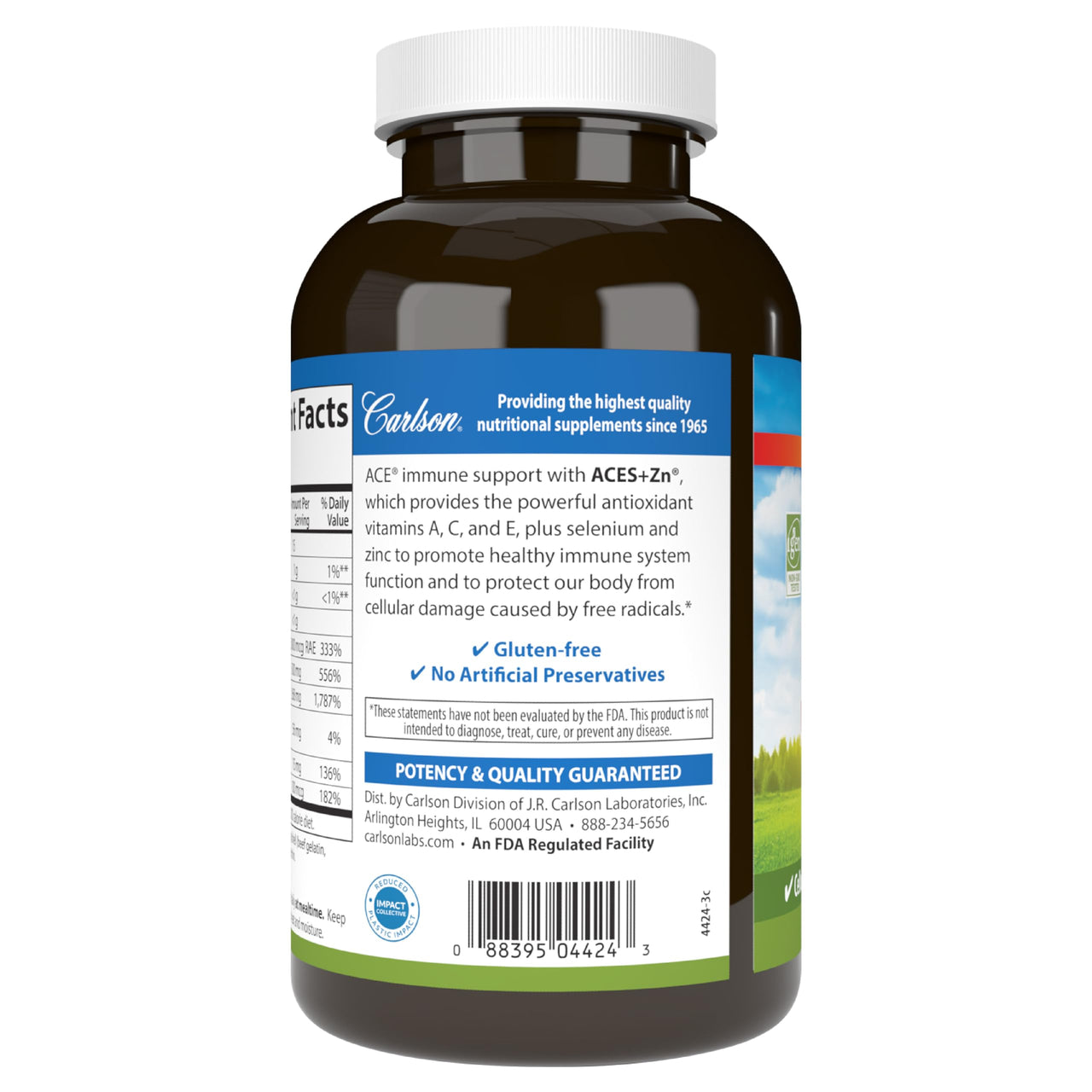 Carlson - ACES + Zn, Vitamins A, C, E + Selenium & Zinc, Multivitamin with Zinc, Cellular Health & Immune Support, Selenium Multivitamin, Antioxidant, 360 Softgels