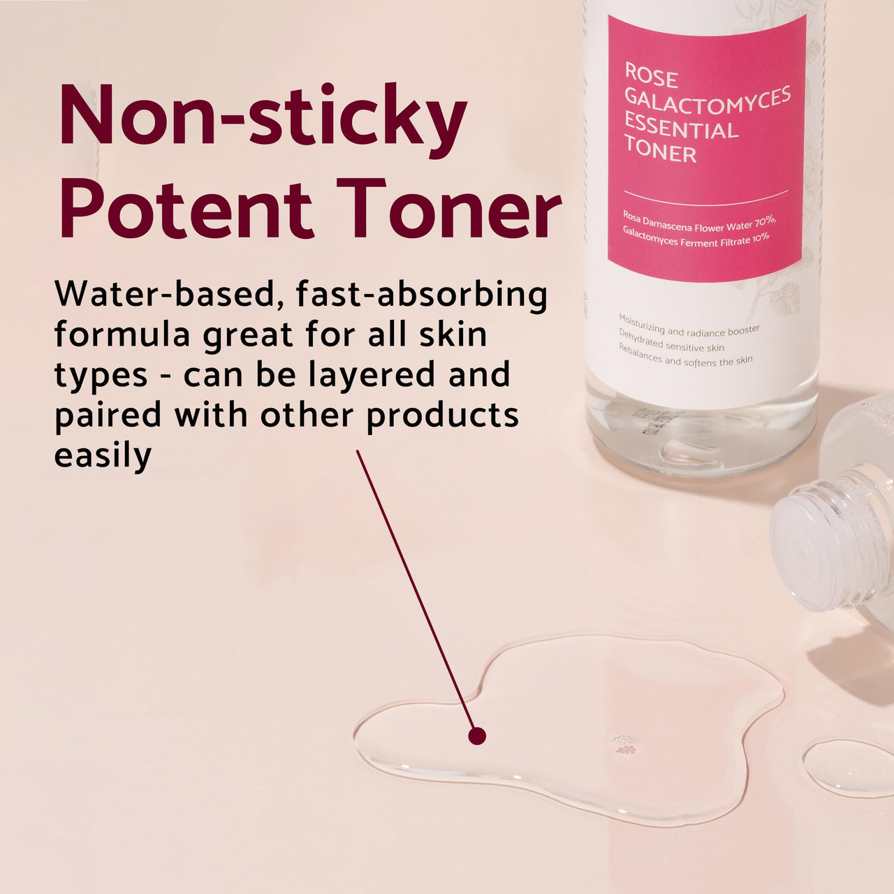 IUNIK Rose Galactomyces Essential Alcohol-Free Vegan Face Toner 6.7 Fl Oz - Natural Rose Water 70% Hydrating Moisturizer with Organic Rosewater Moisturizing Pore Minimizing Deep Nourishing