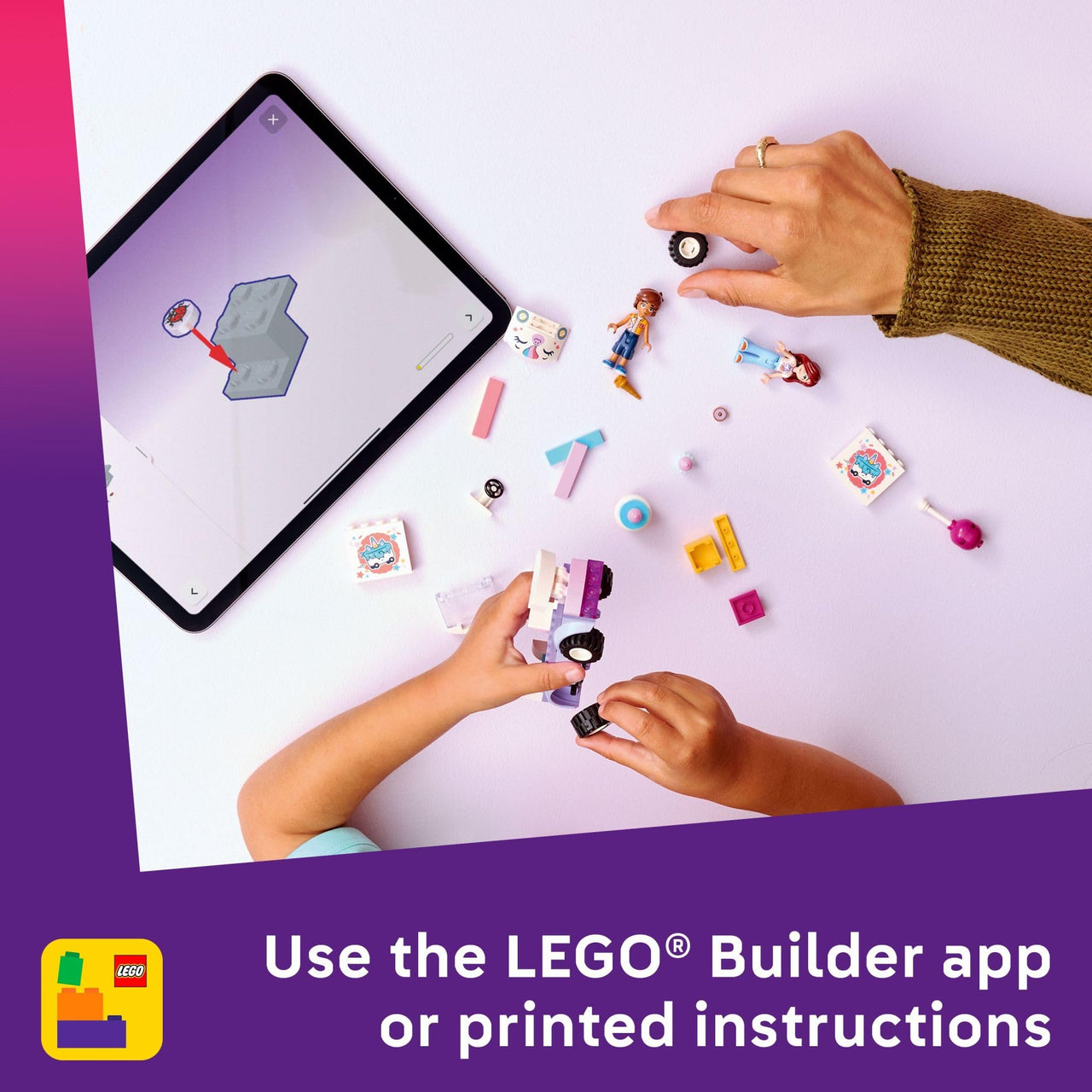 LEGO Friends Unicorn Cake Delivery Car Building Toy for Girls & Boys - Pretend Play Set for Preschool Kids, Ages 4+ - W/Paisley & Leo Minidolls & Accessories - Gift Idea for Birthdays - 42675