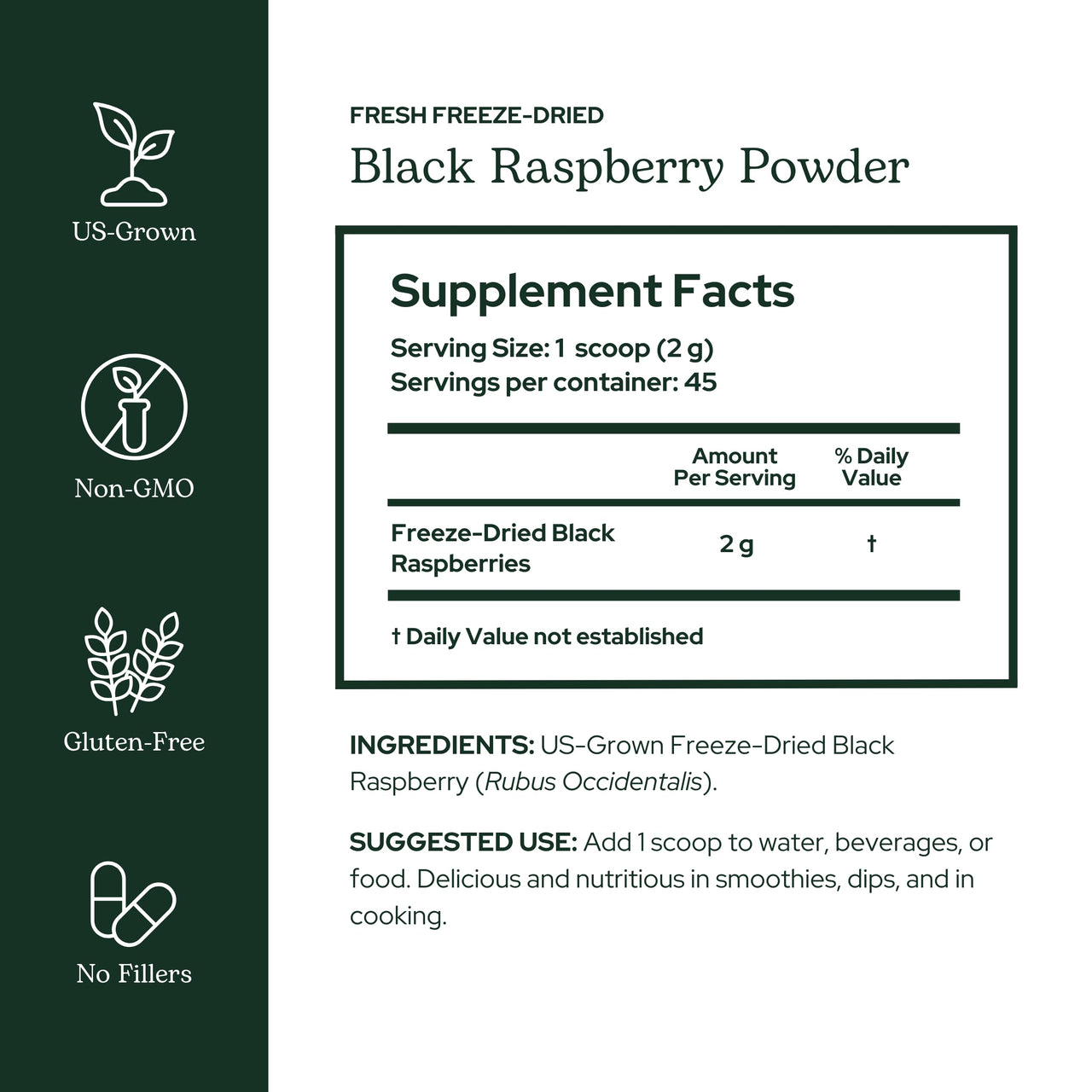 Eclectic Herb - Black Raspberry Powder Superfood Supplement | Nutritional Support, Vitamins + Minerals | Antioxidant + Immune Support | Natural, Non-GMO, Vegan, Gluten Free (3.2 oz | 90 g)
