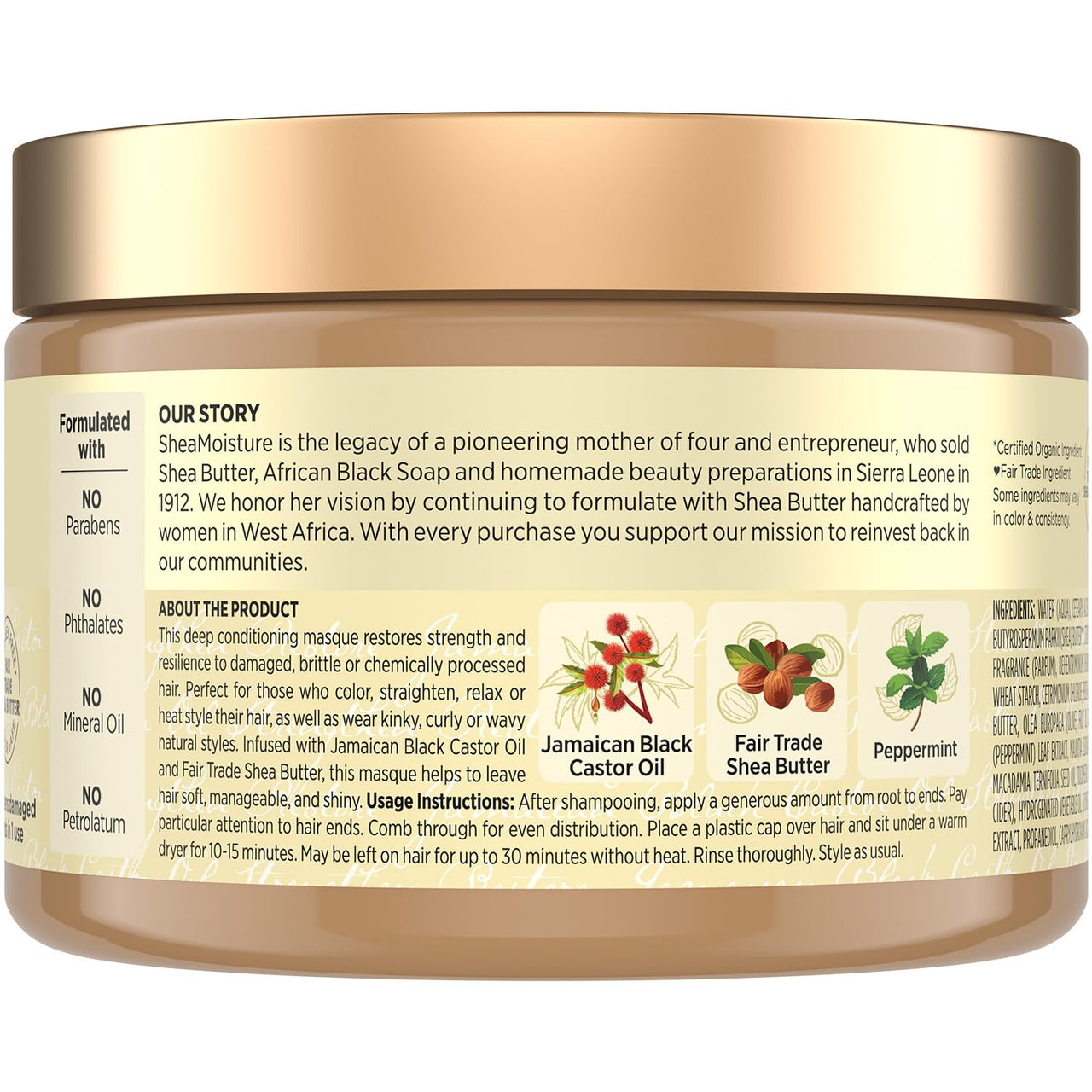 Shea Moisture Hair Mask 2-Pack – Jamaican Black Castor Oil Strengthen & Restore Masque for Repairing Dry, Damaged Hair, 12 Oz Ea