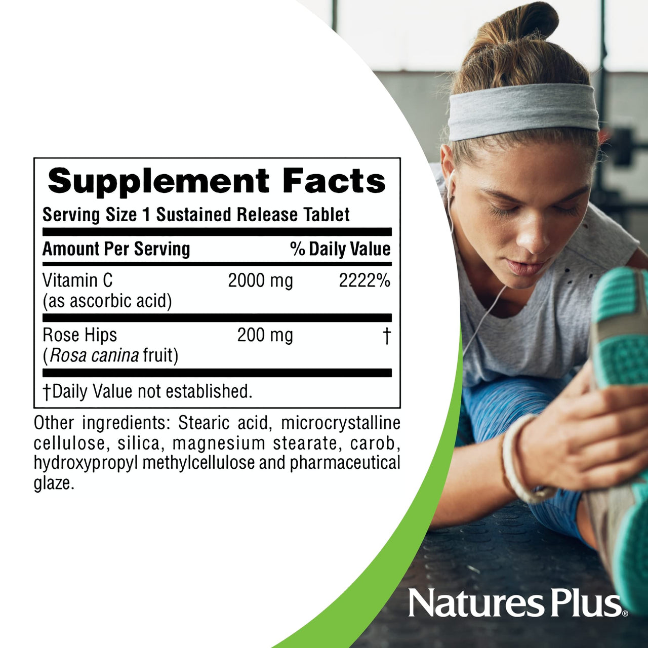 NaturesPlus Ultra C W/Rose Hips, Sustained Released - 2000 mg, 90 Vegetarian Tablets - Maximum Potency Immune Support, Antioxidant - Free-Radical Defense - Gluten-Free - 90 Servings
