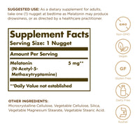 Thumbnail for Melatonin 5mg Nuggets Solgar 60 Tabs