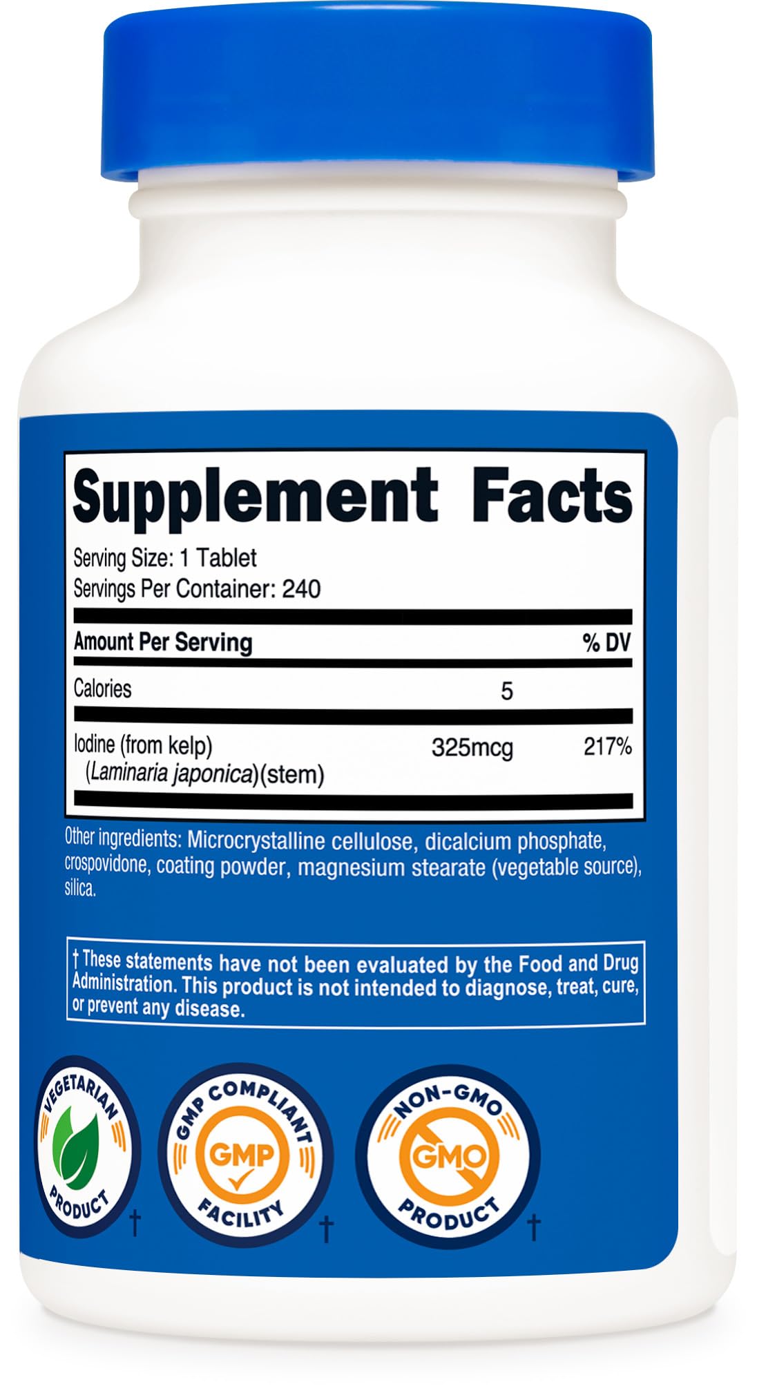 Nutricost Kelp Tablets, 325mcg of Iodine, 240 Tablets - Non-GMO, Gluten Free
