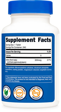 Thumbnail for Nutricost Kelp Tablets, 325mcg of Iodine, 240 Tablets - Non-GMO, Gluten Free