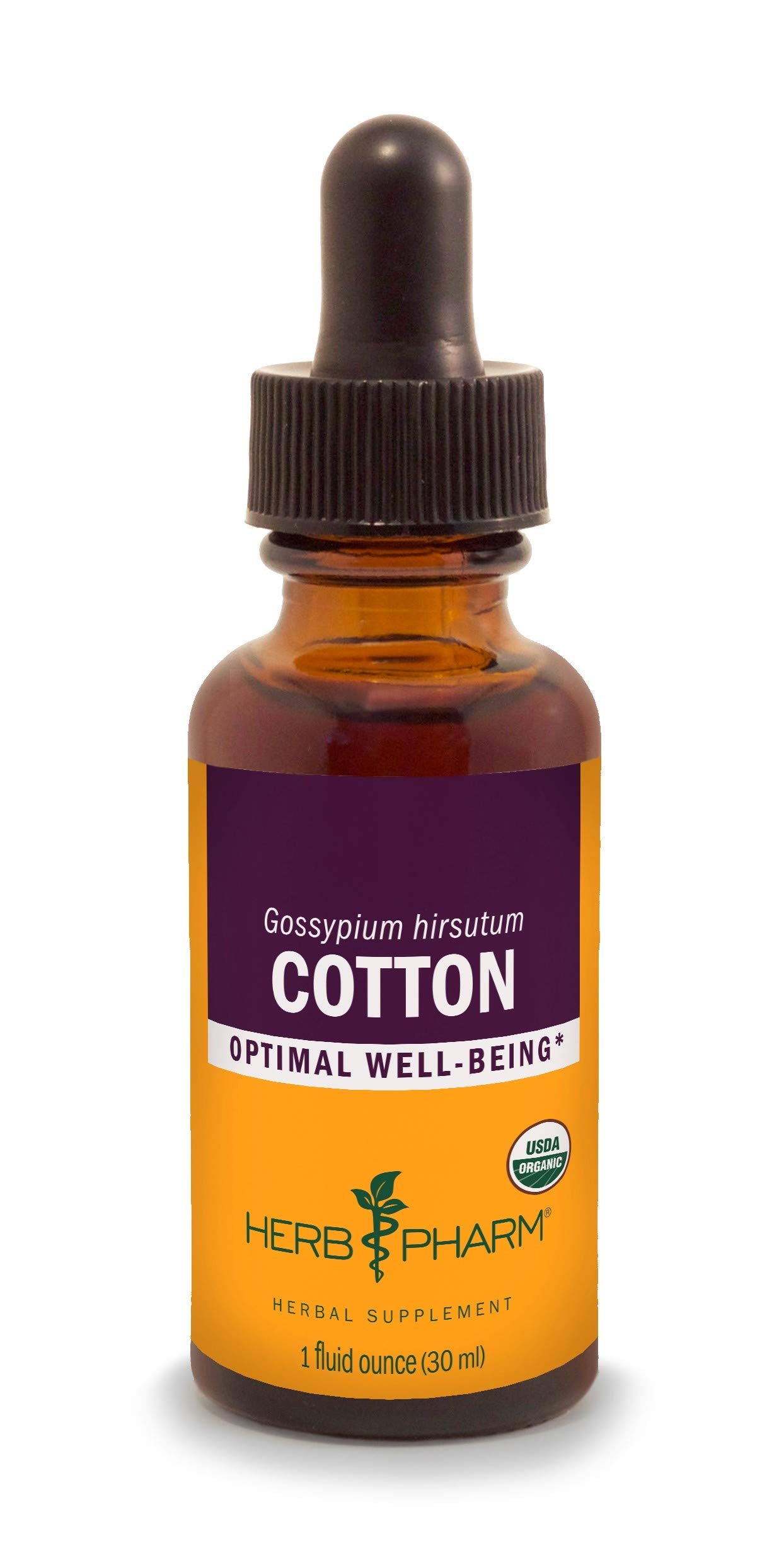 Herb Pharm Certified Organic Cotton Root Liquid Extract, 1 Fl Oz