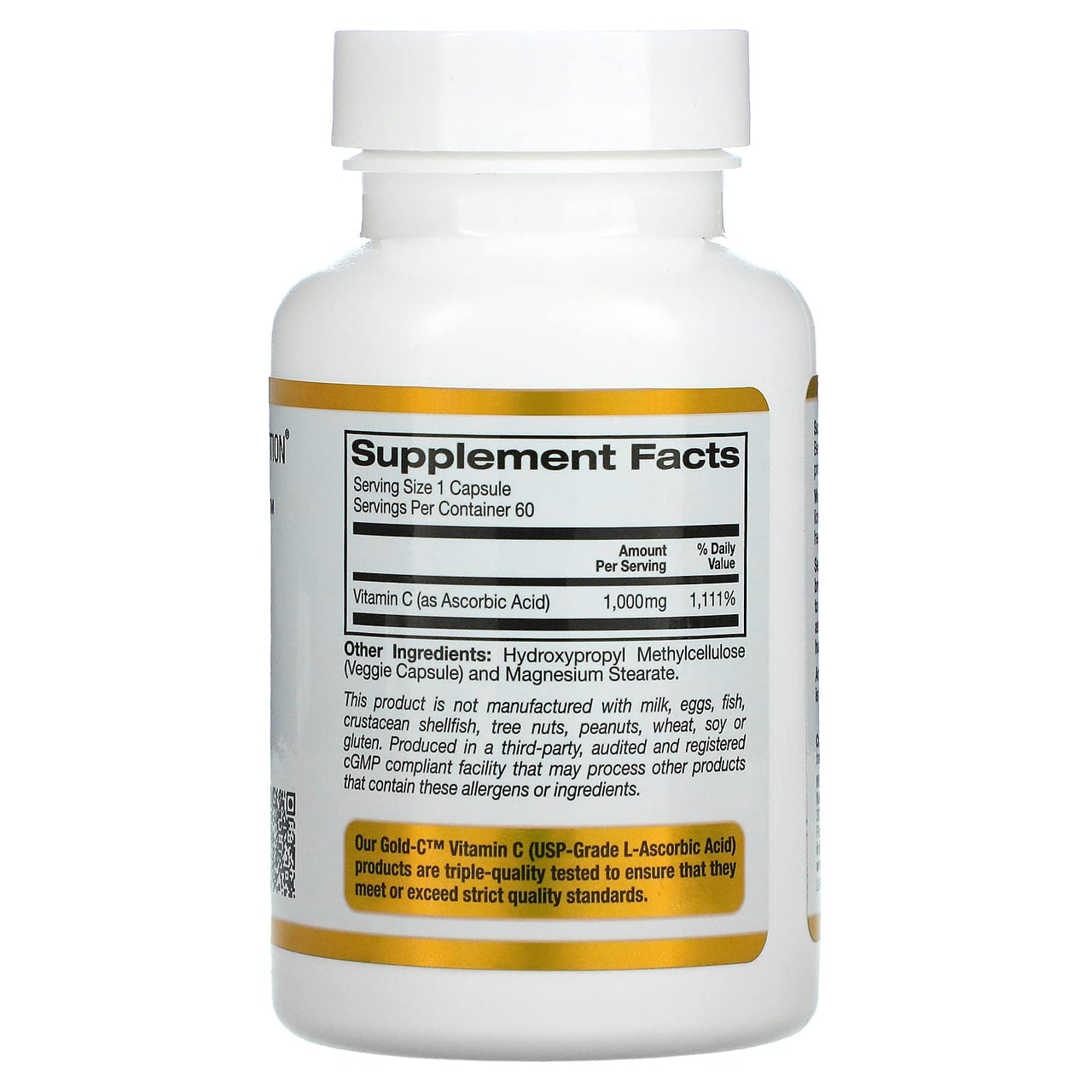 California Gold Nutrition Gold C USP Grade Vitamin C Supplement - Immune Support & Seasonal Wellness - Vegetarian Friendly - Gluten Free, Non-GMO - 1000 mg - 60 Veggie Capsules, 3 Pack