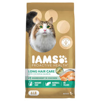 Thumbnail for IAMS Proactive Health Long Hair Care Dry Cat Food, Adult Cat Food Dry Recipe with Real Chicken, 6 lb. Bag