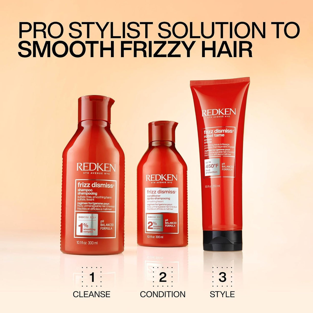Redken Frizz Dismiss Rebel Tame Heat Protective Leave-In Cream | Hydrating Frizz Control | Anti Frizz Hair Protection | Sulfate Free | 8.5 Fl Oz