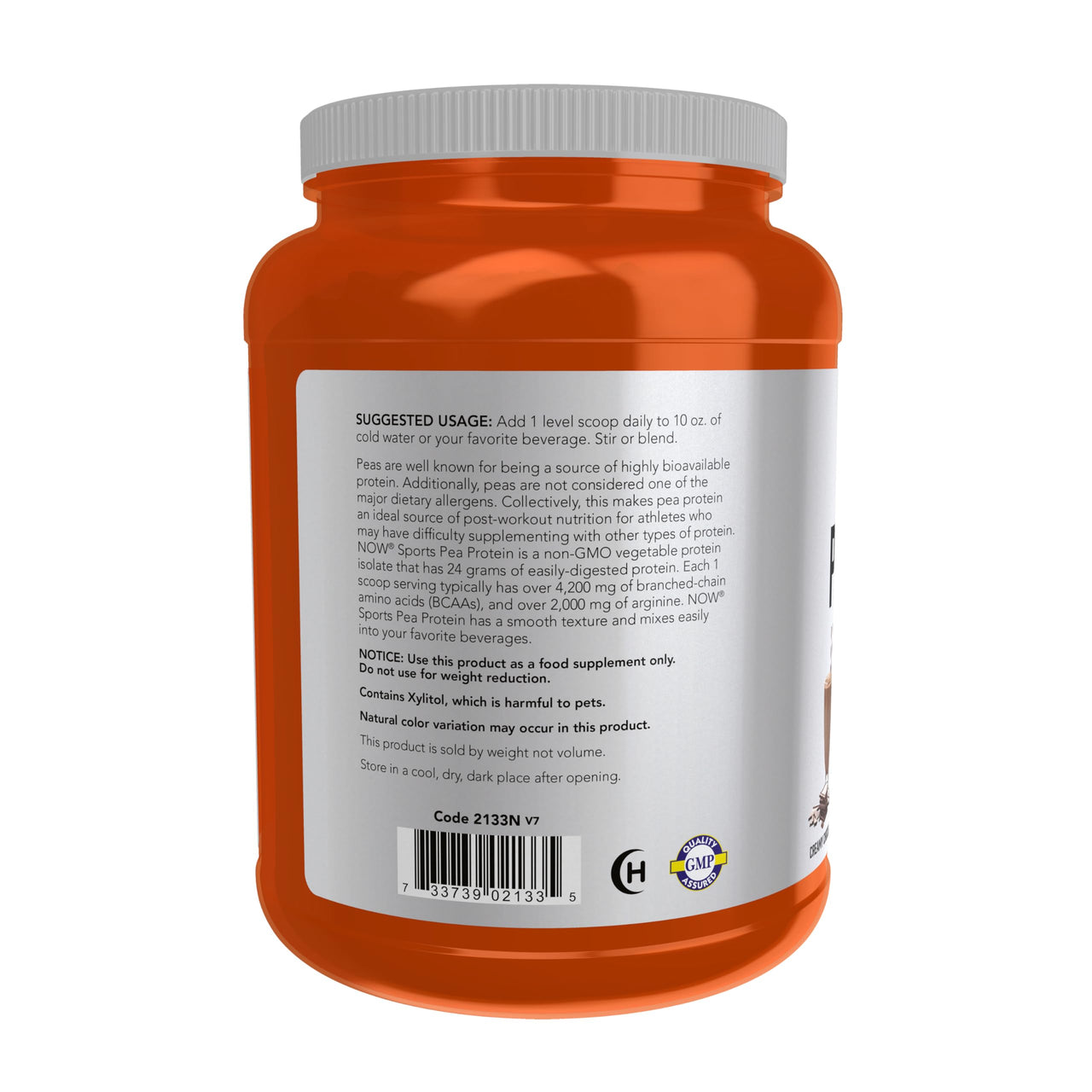 NOW Foods Sports Nutrition, Pea Protein 24 g, Easily Digested, Creamy Chocolate Powder, 2-Pound