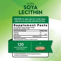 Thumbnail for Nature's Truth Ultra Soy Lecithin 1200 mg | 120 Softgels | Non-GMO, Gluten Free Supplement