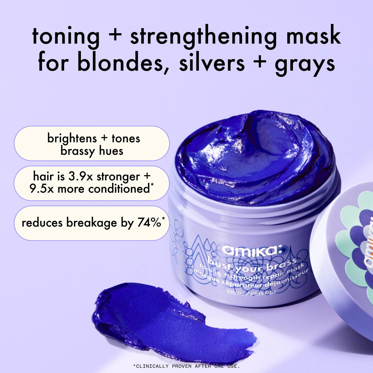 amika bust your brass toning + strength repair mask, 100ml