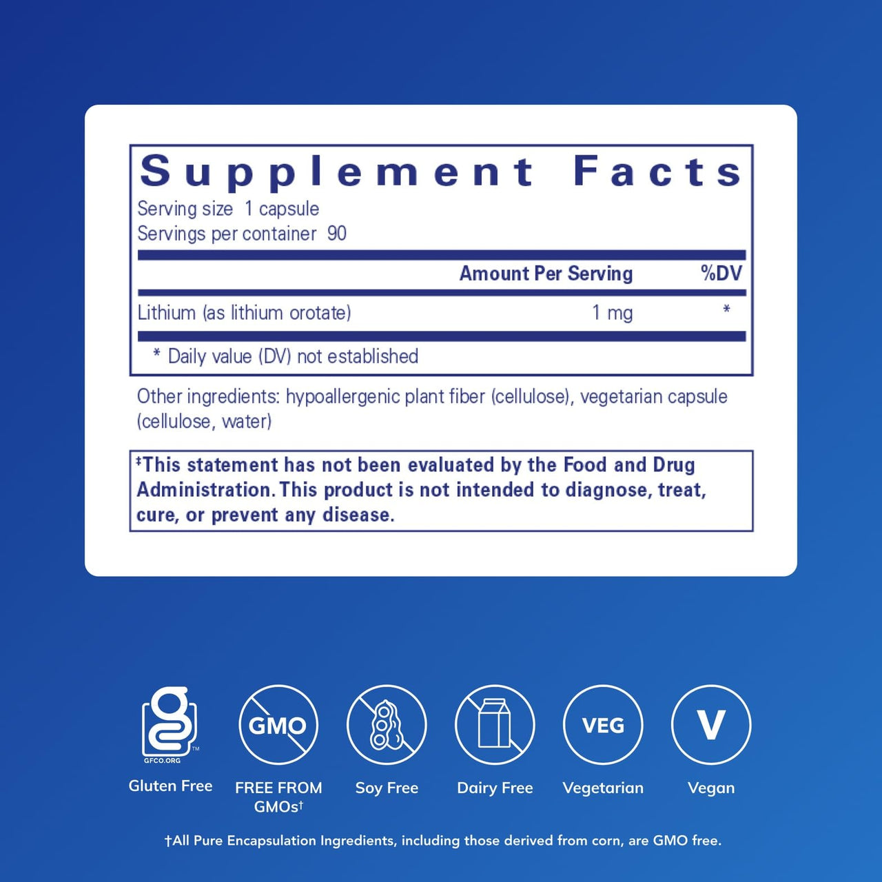 Pure Encapsulations Lithium (Orotate) 1 mg | Support for Calmness and Behavior* | 90 Capsules