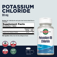 Thumbnail for KAL Potassium 99 Chloride - 99 mg Potassium Chloride Supplement Pills, Electrolytes Tablets for Overall Health for Women and Men - 100 Tablets