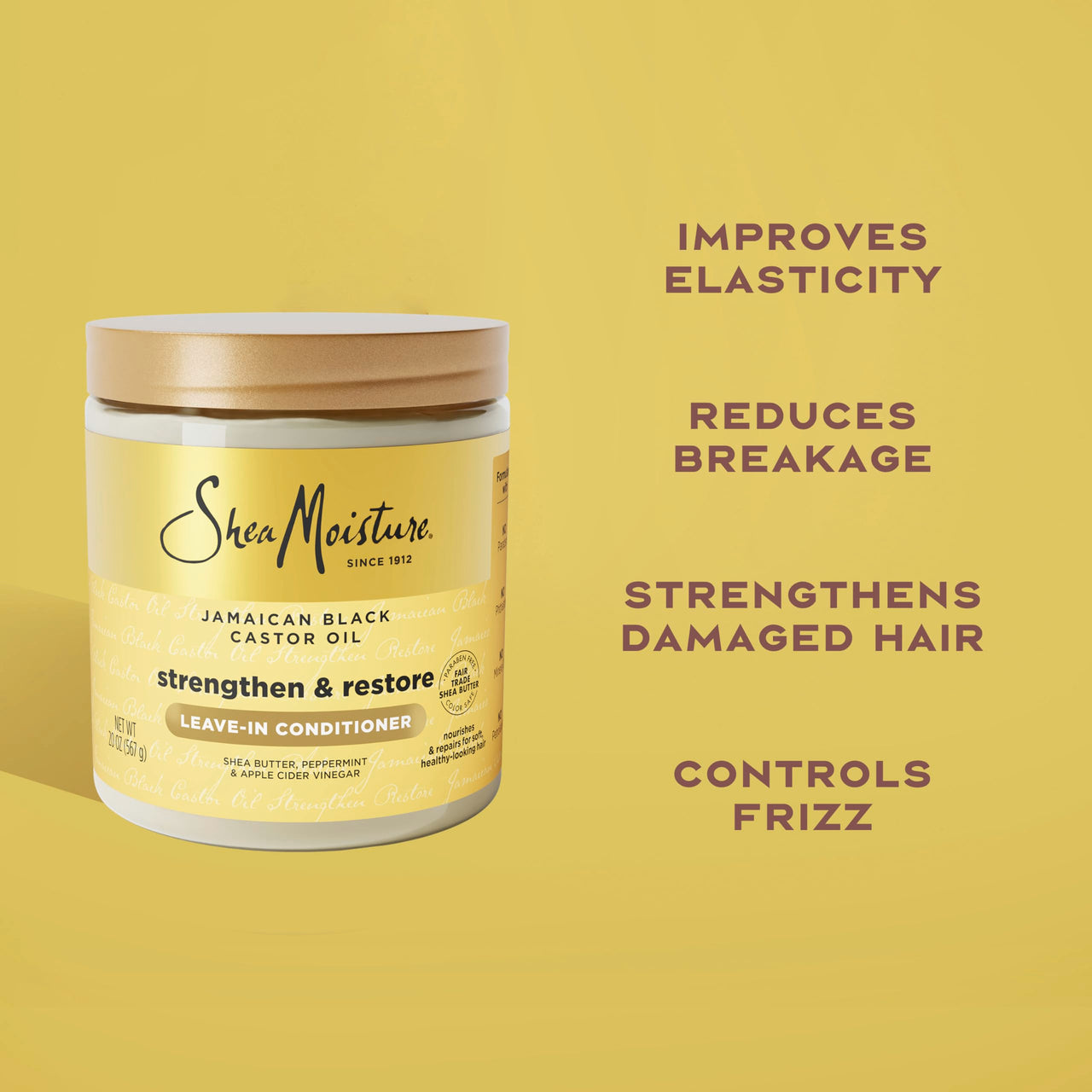SheaMoisture Leave In Conditioner, Jamaican Black Castor Oil to Soften, Detangle & Reduce Breakage, 20 oz