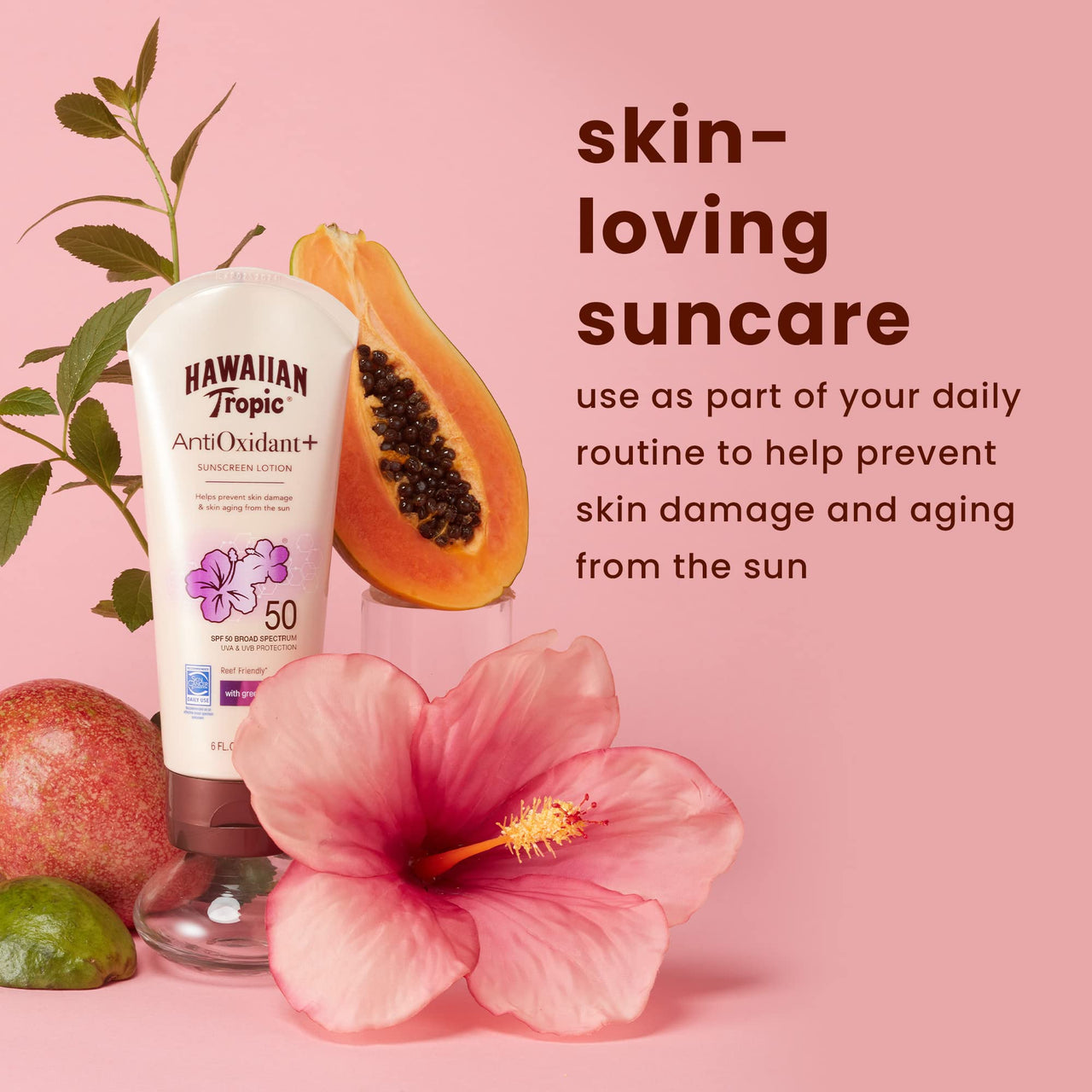 Hawaiian Tropic Skin Defense Sunscreen Lotion SPF 50 | SPF 50 Sunscreen with Green Tea Extract, Sunblock Lotion, Oxybenzone-Free, 6oz each Twin Pack