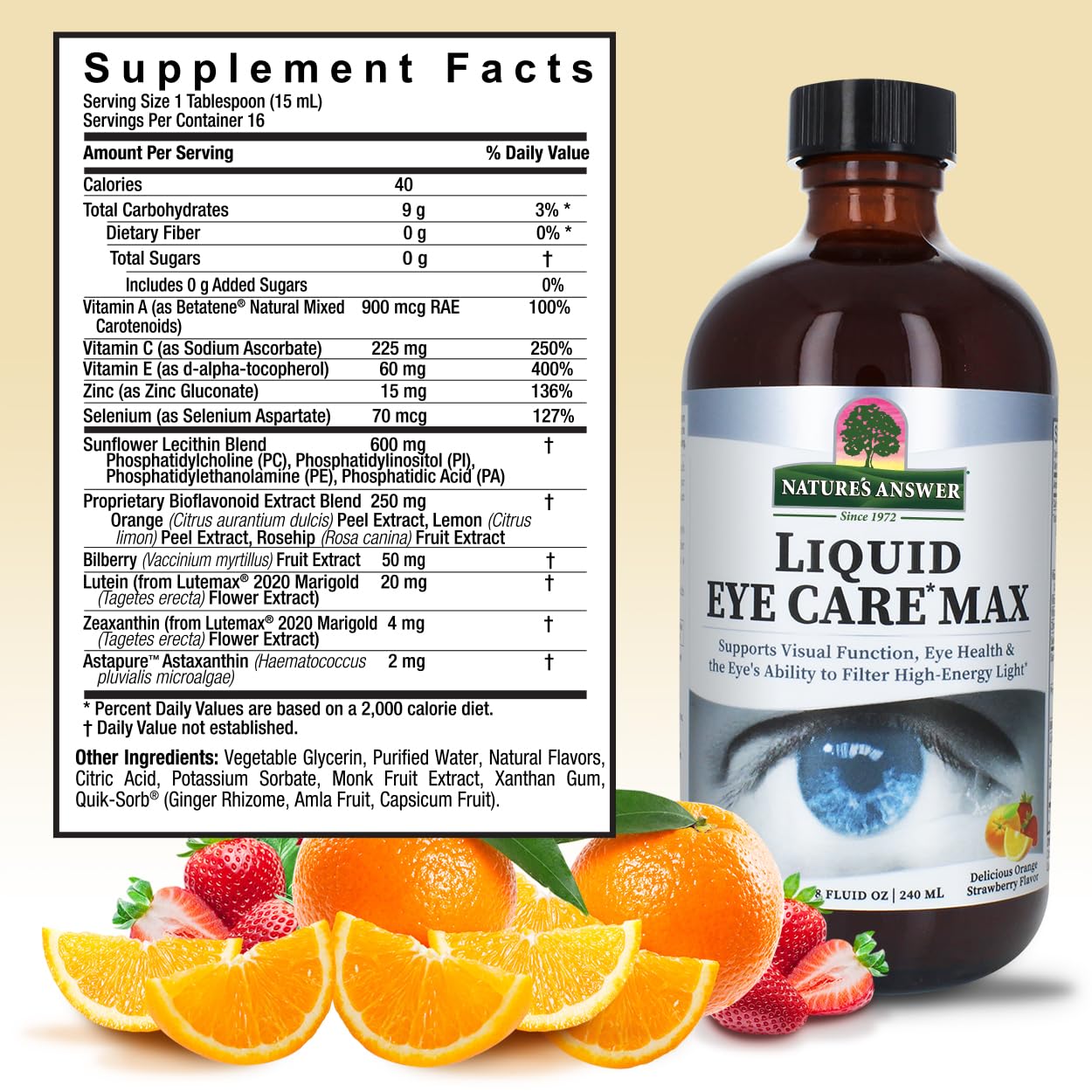 Nature's Answer Liquid Eye Care Max 8 Ounce Liquid Supplement | Supports Visual Function | Non-GMO | Gluten Free | Vegetarian | Made in The USA | Great Tasting