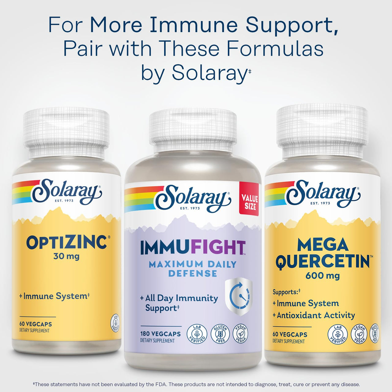 SOLARAY Mega Quercetin with Bromelain, Vitamin C and Bioflavonoids - Antioxidant and Immune Support Supplement, Hearth Health and Blood Pressure Support - Vegan, 60-Day Guarantee, 60 Serv, 60 VegCaps