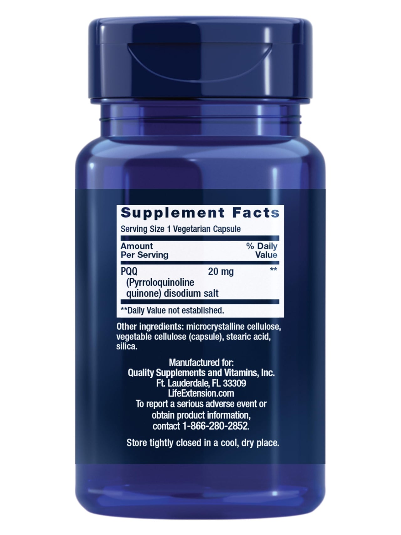 Life Extension PQQ, pyrroloquinoline Quinone, 20 mg, Promotes The Growth of New Mitochondria, Gluten-Free, Non-GMO, Vegetarian, 1 Daily, 30 Capsules