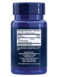 Thumbnail for Life Extension PQQ, pyrroloquinoline Quinone, 20 mg, Promotes The Growth of New Mitochondria, Gluten-Free, Non-GMO, Vegetarian, 1 Daily, 30 Capsules