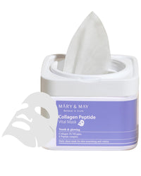 Thumbnail for Mary&May Collagen Peptide Vital Mask (30 Sheets) – Pull-Out Case with Hydrolyzed Collagen & 6 Peptides, Firming & Fine Line Appearance Care, Hydrating Korean Sheet Mask for Mature Skin