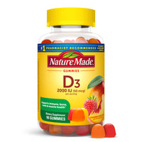 Thumbnail for Nature Made Vitamin D3 2000 IU Per Serving Gummies, Bone, Teeth, Muscle and Immune Health Support, 45 Day Supply, 90 Vitamin D Gummies for Adults