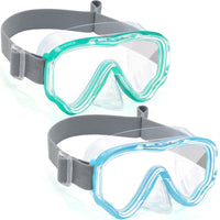 Thumbnail for Vvinca Swim-Goggles with Nose Cover, 2 Packs Elastic Fabric Strap Snorkel Swim Mask Anti Fog UV No Pull Hair for Kids 3-14