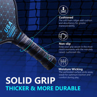 Thumbnail for Uteeqe Pickleball Paddles Set of 2, Graphite, Thermoformed One-Mold, Semi-Textured for Extra Grit & Spin, Lightweight, USAPA Approved, Non-Slip, 4.25-Inch Grip, 4 Outdoor Balls & Carry Bag