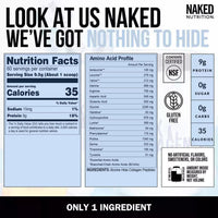 Thumbnail for NAKED Collagen Peptides Protein Powder, 60 Servings, Pasture-Raised, Unflavored Grass-Fed Hydrolyzed Collagen Supplement, NSF Certified, Paleo Friendly, Non-GMO, Keto, Gluten Free, 20oz