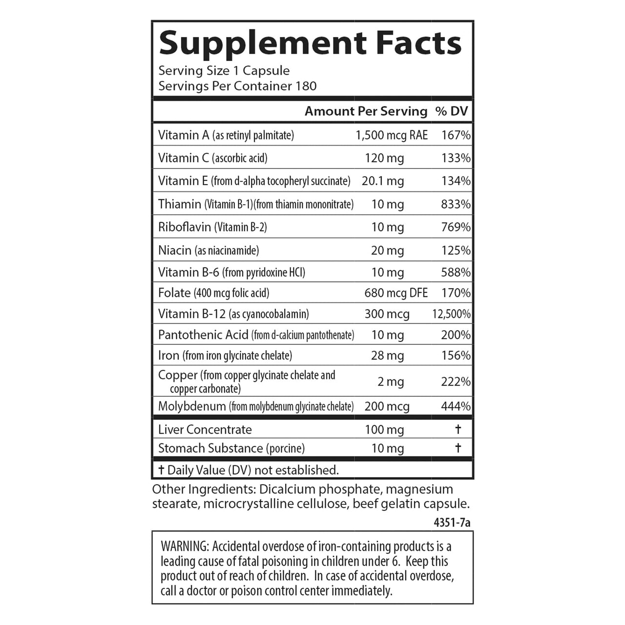Carlson - Women's Iron Restore, 28 mg Iron + B Vitamins, Menstrual Support, Iron Absorption & Women's Health, 60 Capsules