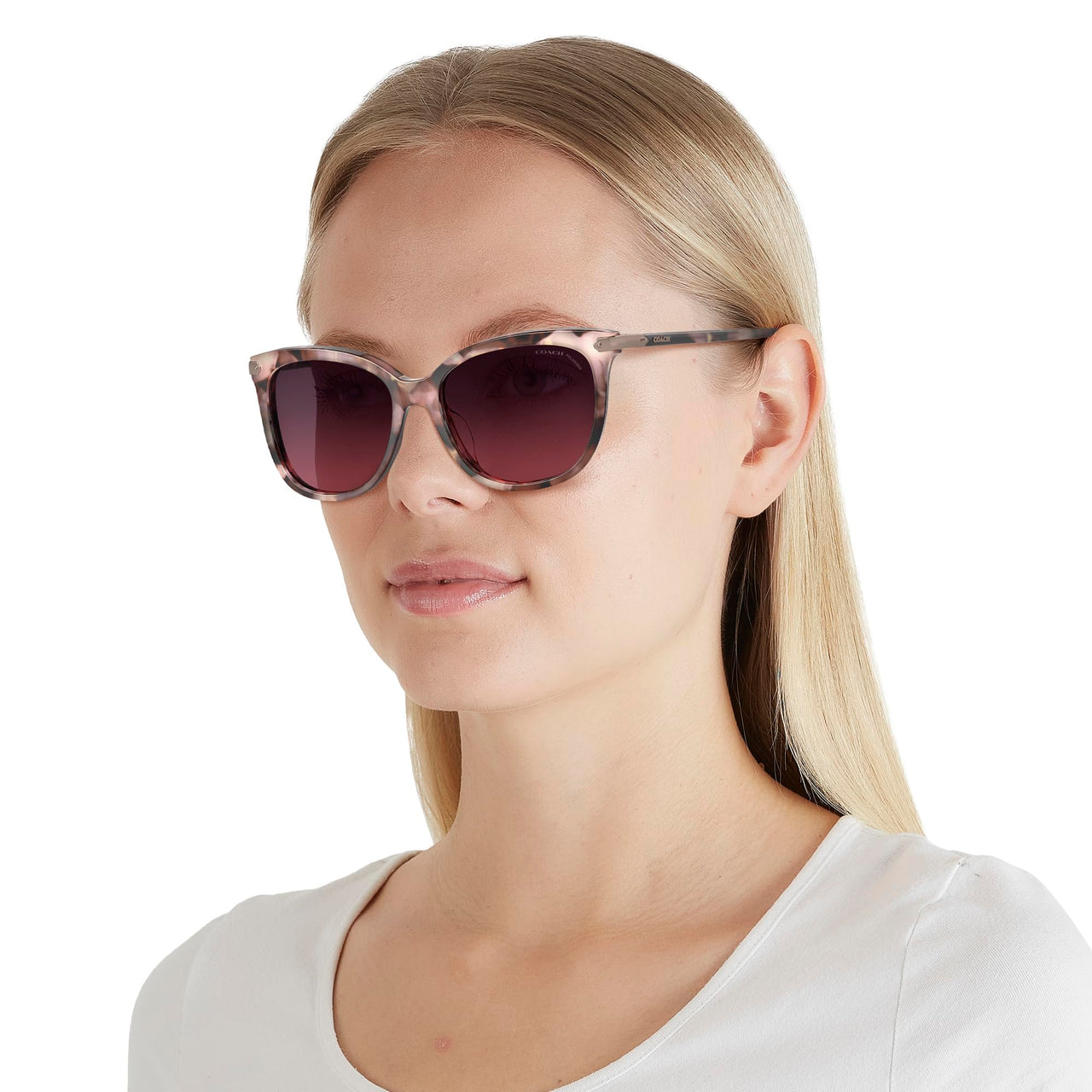 COACH Sunglasses HC 8378 U 5528F4 Cl926 Rose Pearl Tortoise Burg