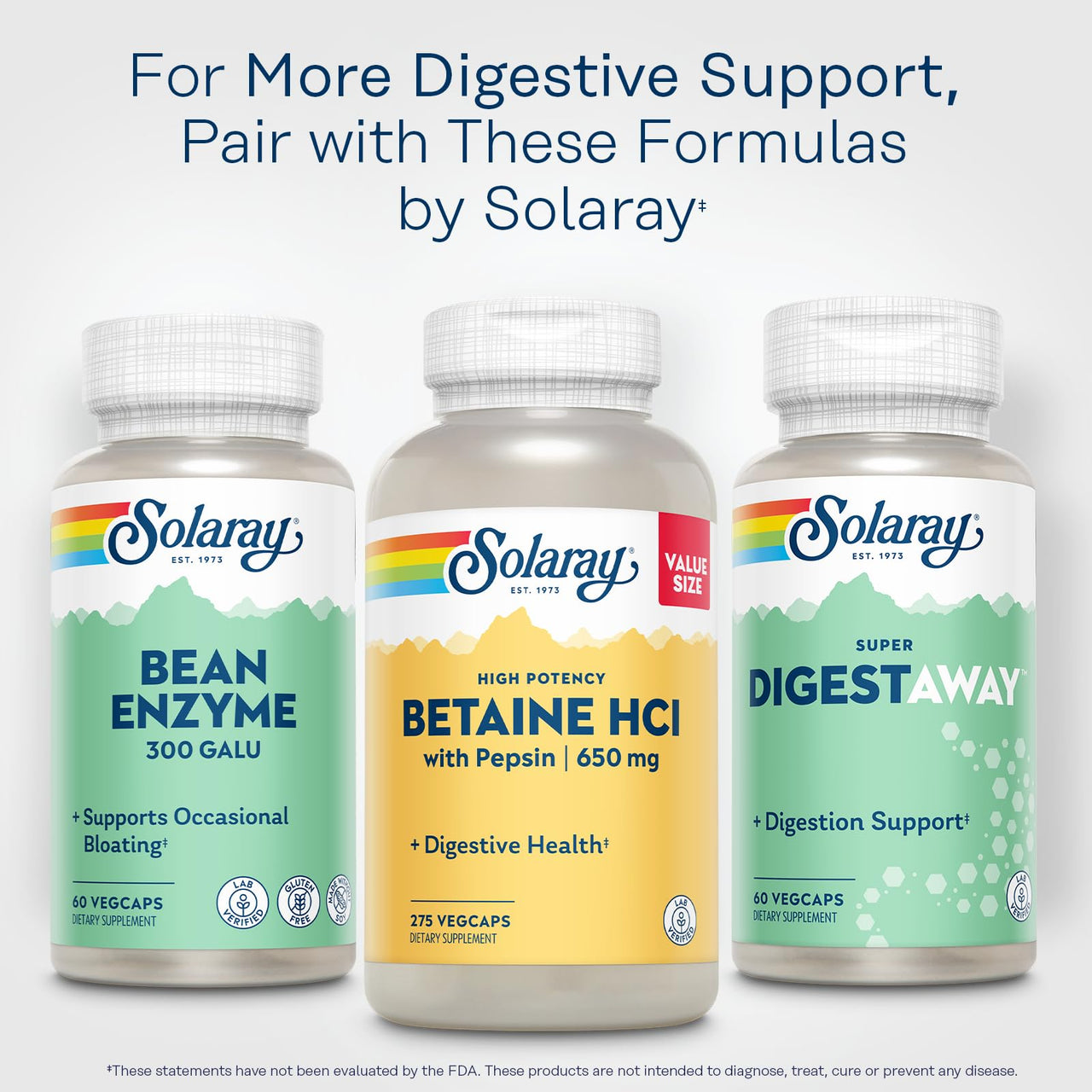 SOLARAY Bean Enzyme 300 GalU - Alpha Galactosidase Digestive Enzymes for Women and Men - Digestive Health Supplement - Supports Occasional Bloating for Adults - 60 Servings, 60 VegCaps