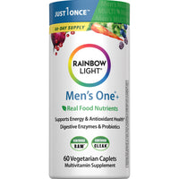 Thumbnail for Rainbow Light Mens Multivitamin One + | 60 Caplets | Supports Energy & Antioxidant Health | with Real Food Nutrients, Digestive Enzymes & Probiotics