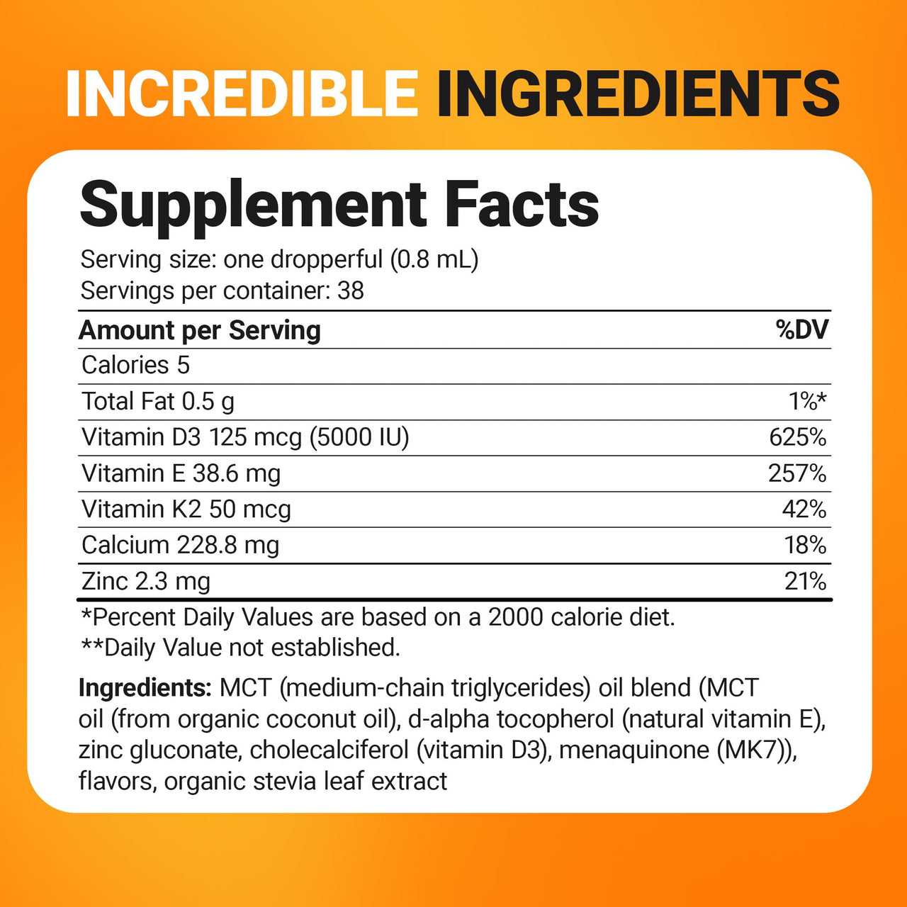 Dr. Berg Liquid Vitamin D3 & K2 Supplement with Zinc - for Bone, Teeth, Mood & Immune Health* - Vitamin D3 & K2 Drops for Adults - 1 fl oz