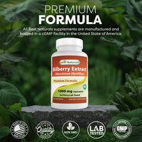 Thumbnail for Best Naturals Bilberry Extract 1000mg Capsule (Non-GMO) Supports Healthy Vision, 90 Count