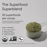 Thumbnail for Sports Research® Organic Greens Superfood Powder w/Spirulina & Chlorella, Adaptogens, Enzymes, Probiotics & 8 VIT Bs for Gut & Mood Support* - Vegan, Sugar-Free & Low-Cal Original 30 Servings