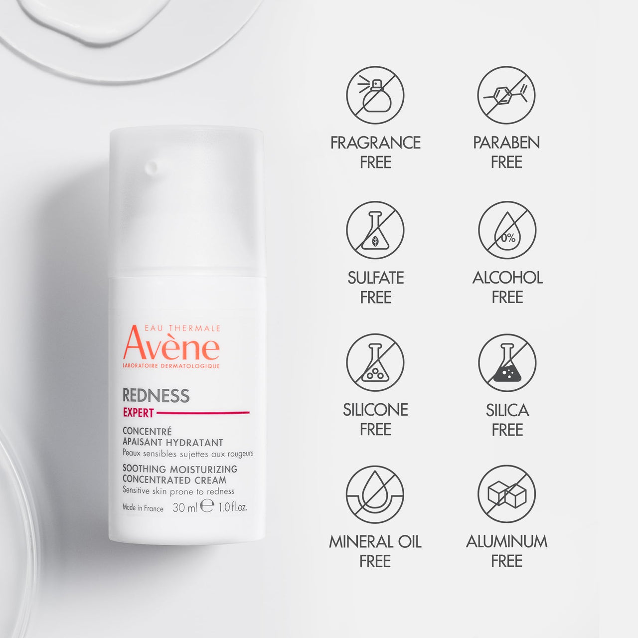 Avène Redness Expert Soothing Moisturizing Concentrated Cream, 1 Fl Oz