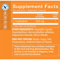 Thumbnail for The Vitamin Shoppe L-Tryptophan 500MG, Supports Relaxation, Positive Mood & Sleep (60 Veggie Capsules)