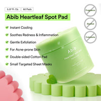 Thumbnail for Abib Heartleaf Spot Pad Calming Touch 80pads 5.07 fl.oz. | Korean Acne Soothing Toner Pads for Face, Cleansing, Disposable, Exfoliant, Skin Care