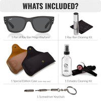 Thumbnail for Ray-Ban RB0840S MEGA WAYFARER Square Shape Sunglasses With Eyewear Kit Bundle - High Bridge Fit - Ideal Formal and Casual Wear Square Sunglasses