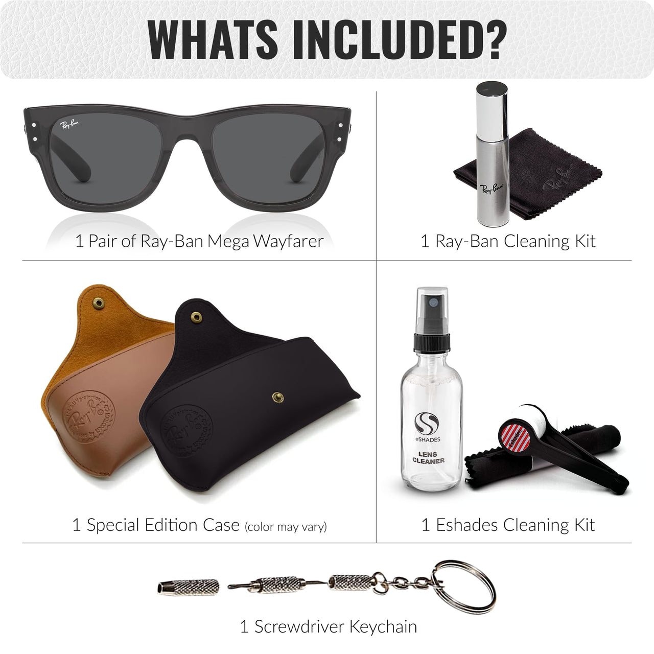 Ray-Ban RB0840S MEGA WAYFARER Square Shaped Non-Polarized Sunglasses for Men & Women – Includes Official RAYBAN Eyewear Kit – Ideal Formal & Casual Wear Sunglasses – 0 Lens
