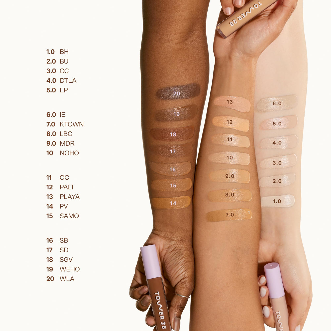 Tower 28 Swipe Serum Concealer - Hydrating Medium-Full Coverage Concealer + Under Eye Brightener - Skin Care Infused Makeup with Hyaluronic Acid + Soothing Centella - 1.0 Fair/Neutral (0.22 oz)